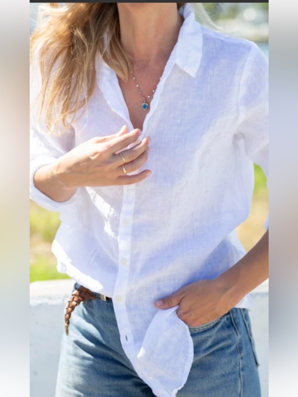 CP SHADES WHITE LINEN BLOUSE NWT